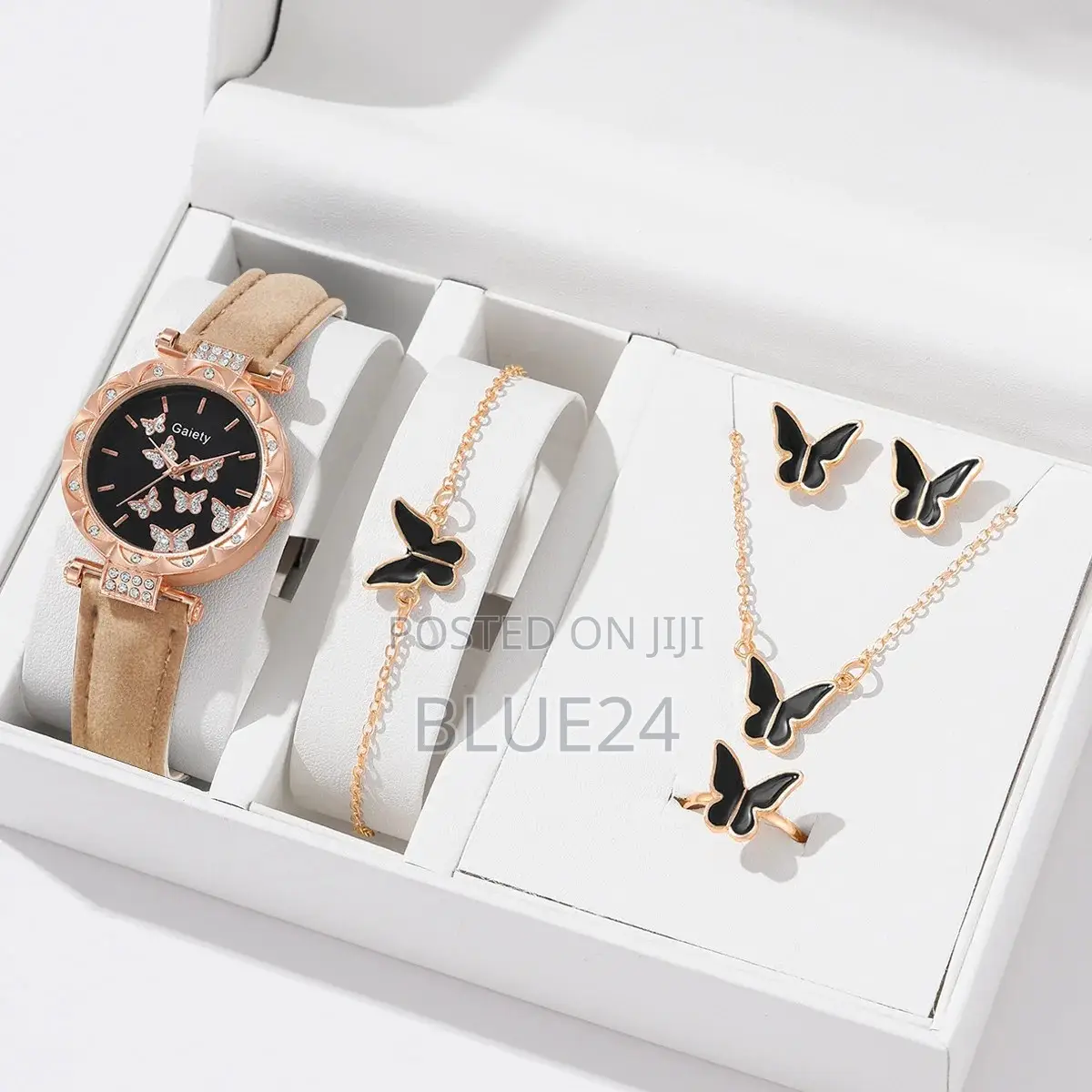 Women Watch Ring Necklace Earrings Bracelet Set Watches Butterfly