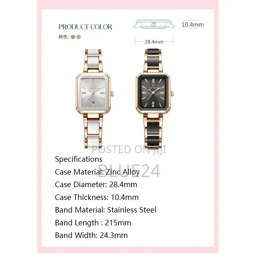 2024 Ceramics Elegant Watch for Women Luxury Brand Waterproof Square