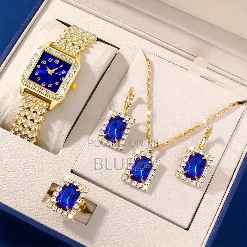 5pcs/Set Women's Luxury Quartz Watch Roman Digital Dial Clock Women's