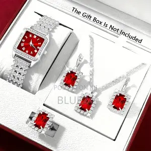5pcs/Set Women's Luxury Quartz Watch Roman Digital Dial Clock Women's