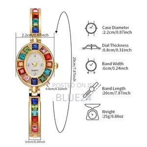 1pc Women Retro Quartz Watch Elegant Ladies-Style Colorful Diamond