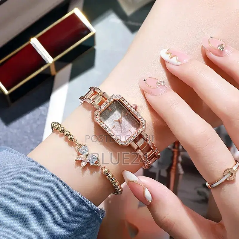 Luxury Ladies Brand Watches Fashion Dresses Square Crystal Minimalist