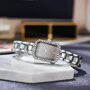 Luxury Ladies Brand Watches Fashion Dresses Square Crystal Minimalist