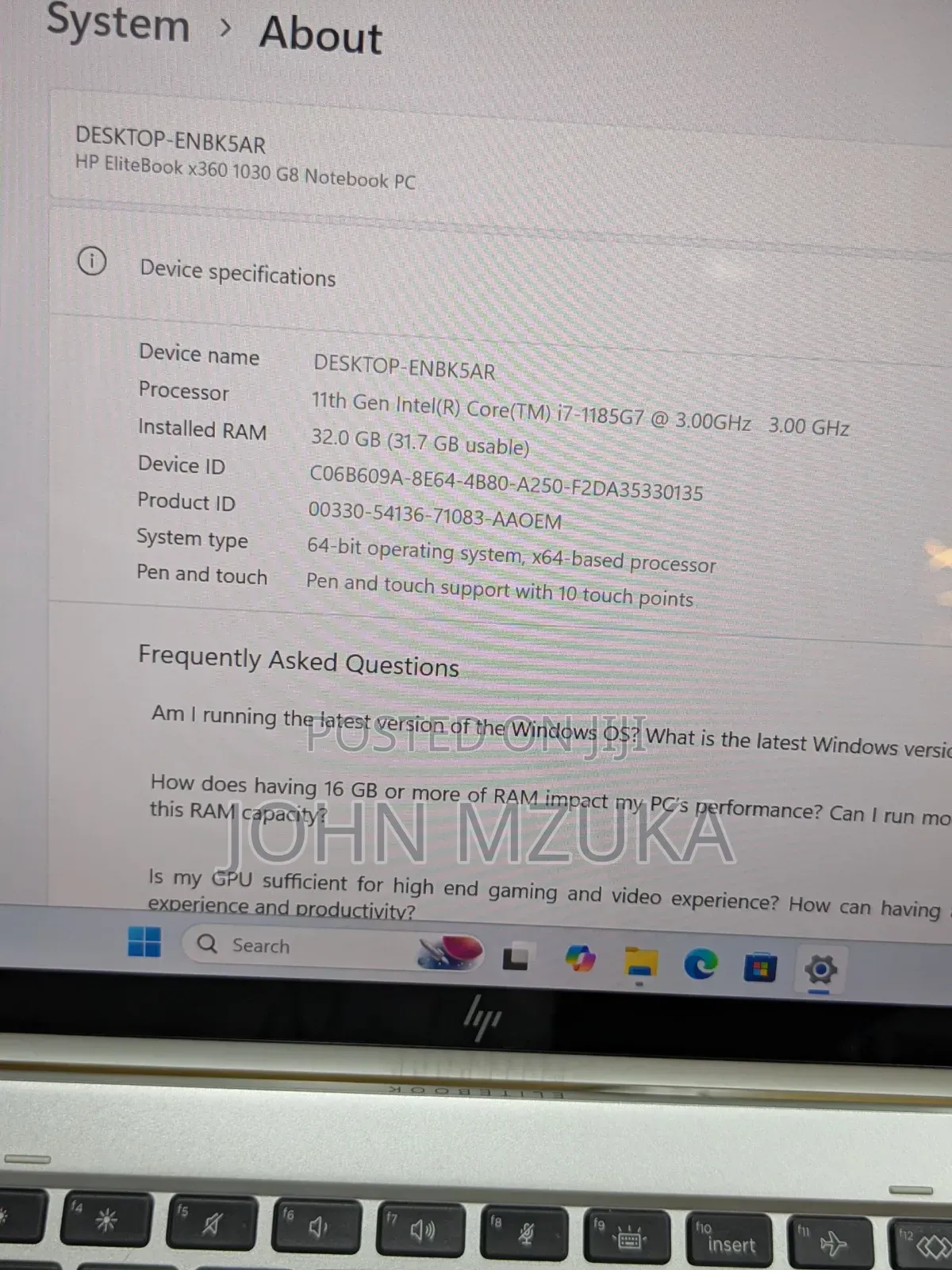 Laptop HP EliteBook X360 1030 G8 32GB Intel Core I7 SSD 256GB