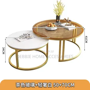 Nesting Coffee Tables With Faux Marble and Glass Tops