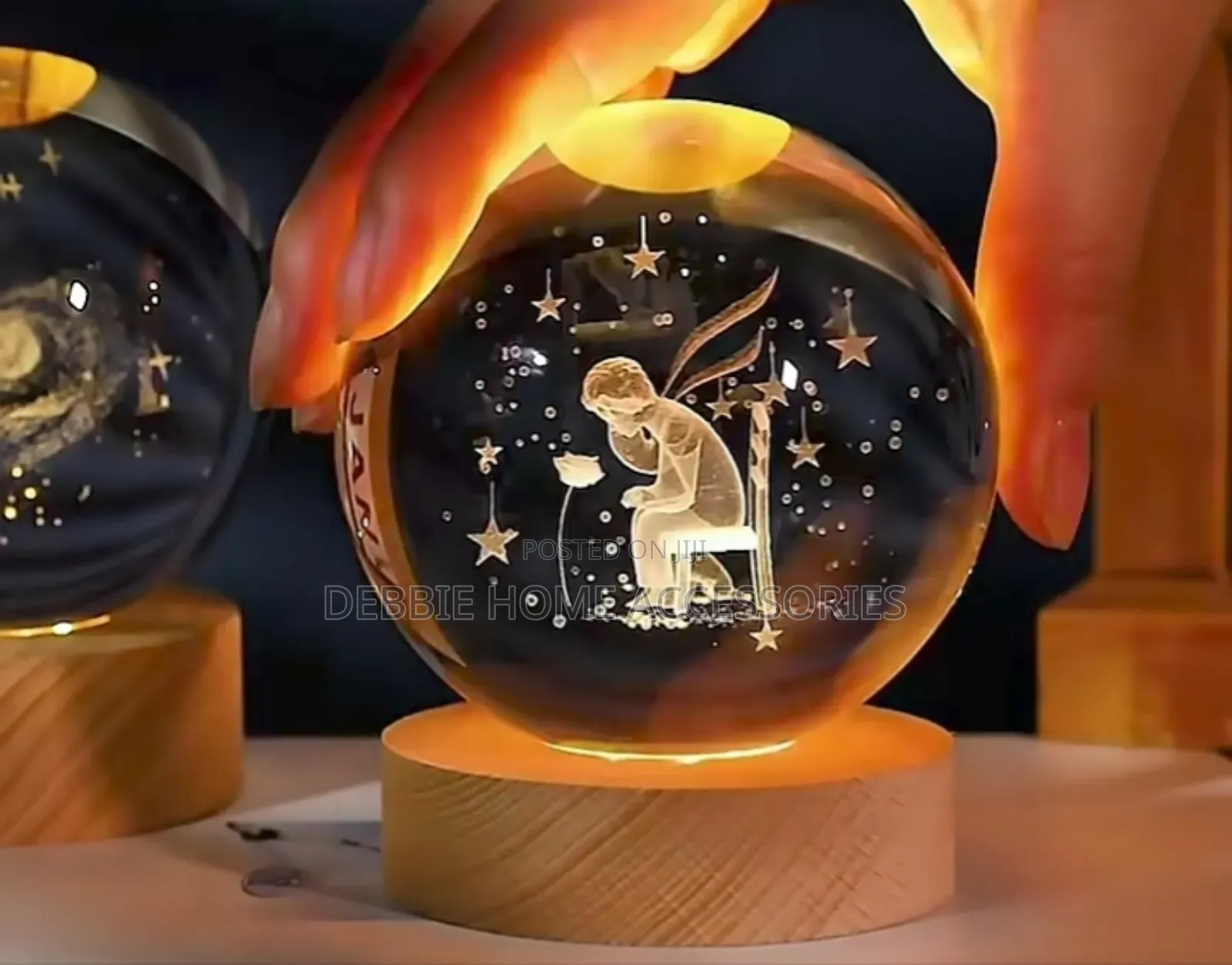 3d Galaxy Crystal Ball Night Light