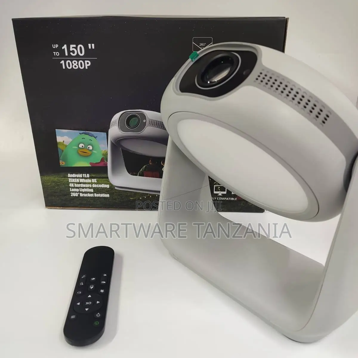 Zeash Whale Os Projector - 150" 1080p, 260° Swivel Stand