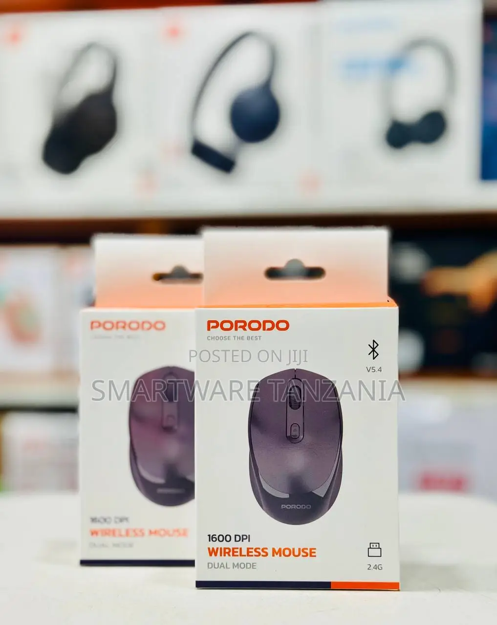Porodo Dual Mode Wireless Mouse, Bluetooth 5.4 2.4ghz Connectivity