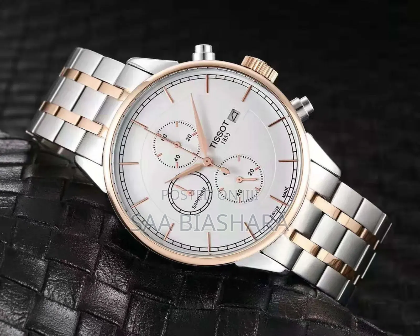 Tissot Chronograph Stainless Steel Strap Silver Gold and White