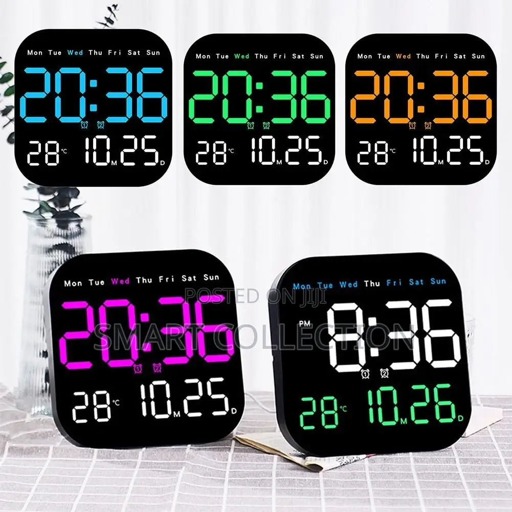 7 Inch Led Digital Wall Table Clock With Remote,Alarm,Temperature