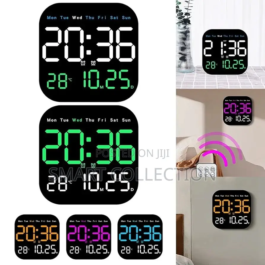 7 Inch Led Digital Wall Table Clock With Remote,Alarm,Temperature