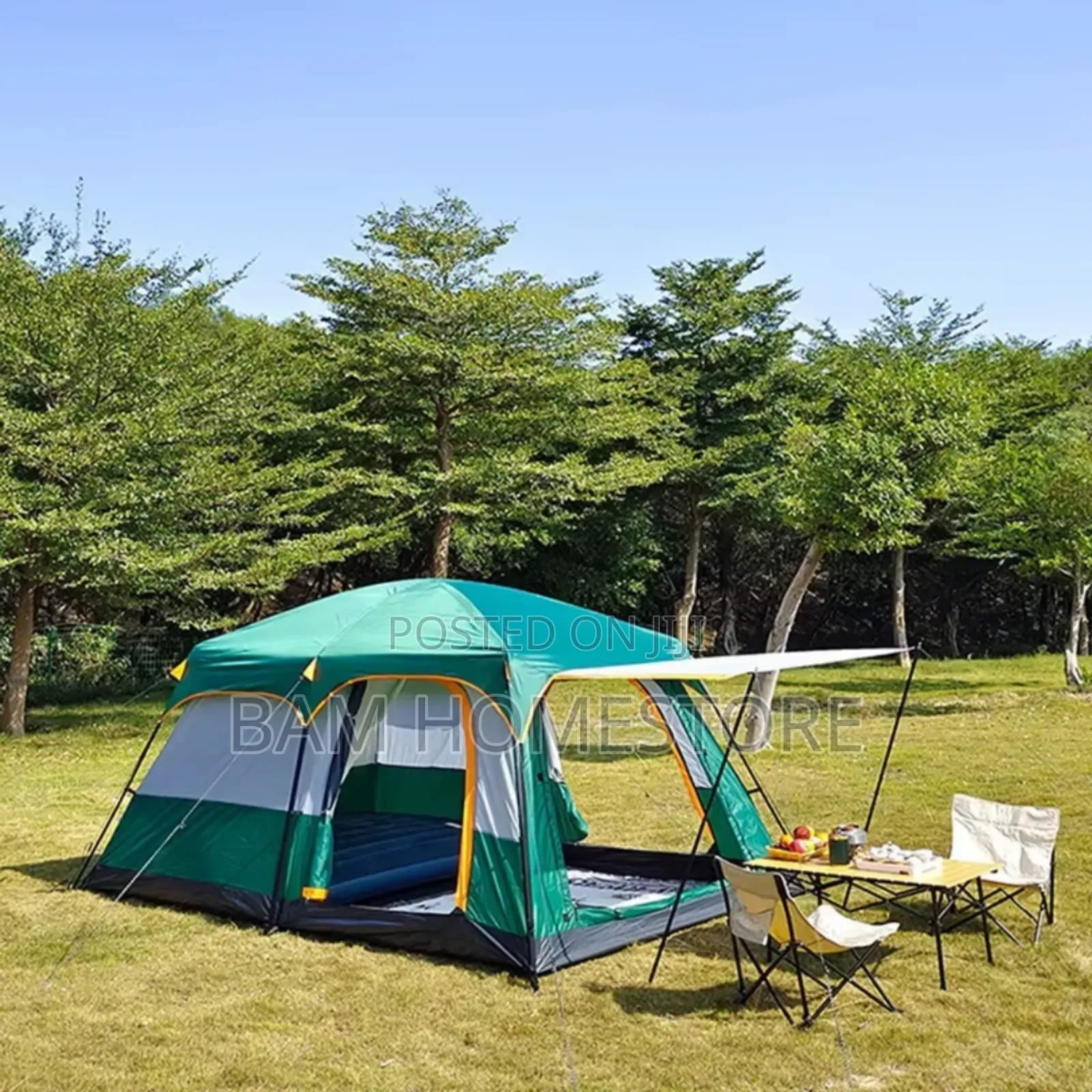 Spacious Cabin Camping Tent With Canopy (6-8 People)