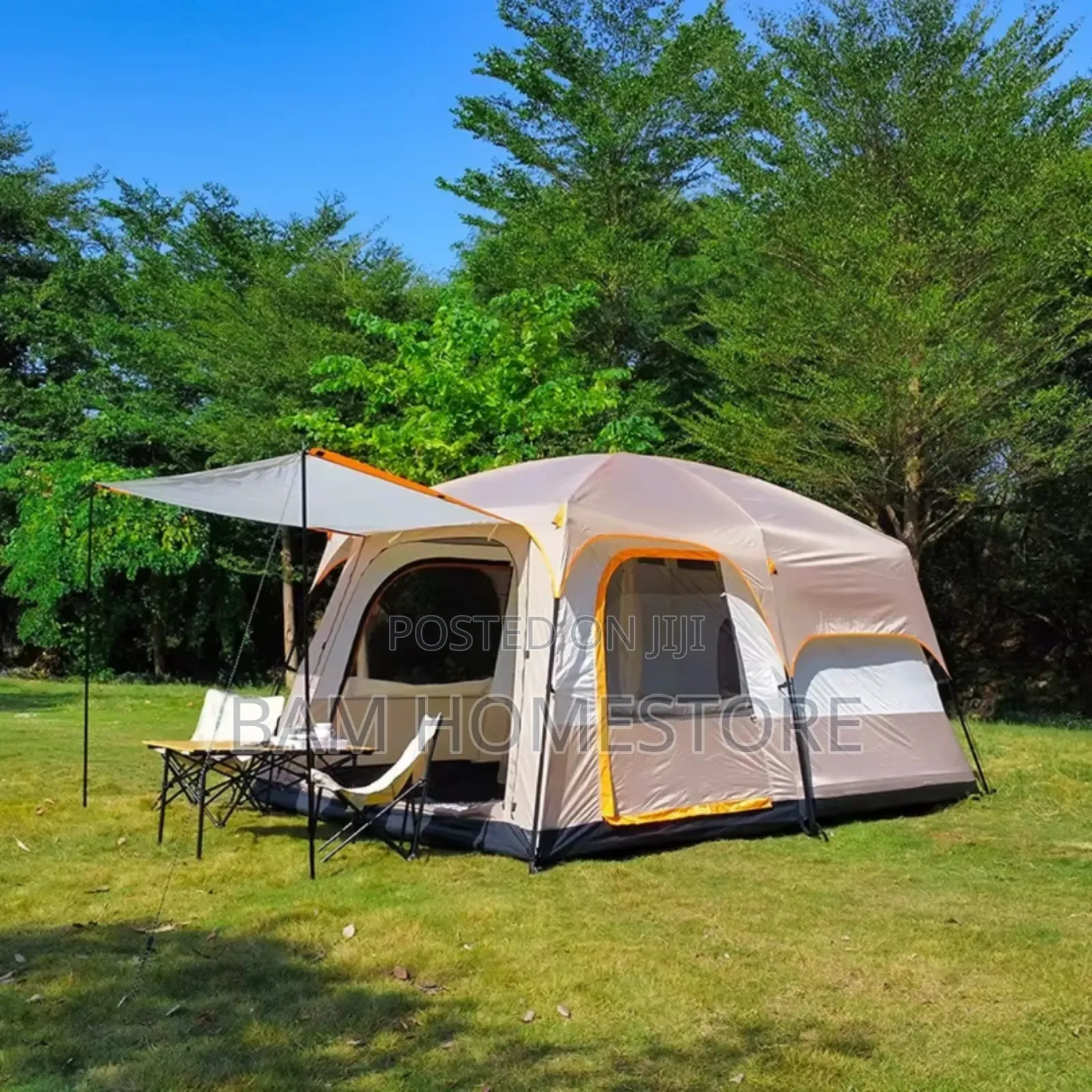 Spacious Cabin Camping Tent With Canopy (6-8 People)