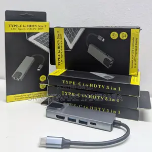 Aluminum 5-in-1 Usb-C Multiport Adapter With 3 X Usb-a Ports