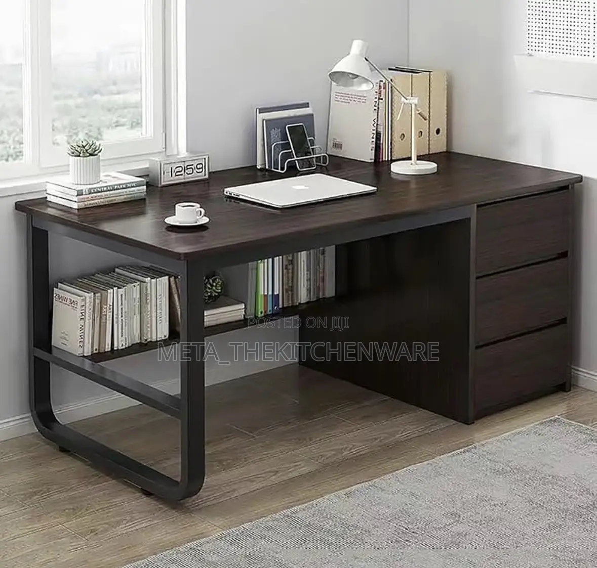 Modern Office Computer Desk With Shelves 120cm
