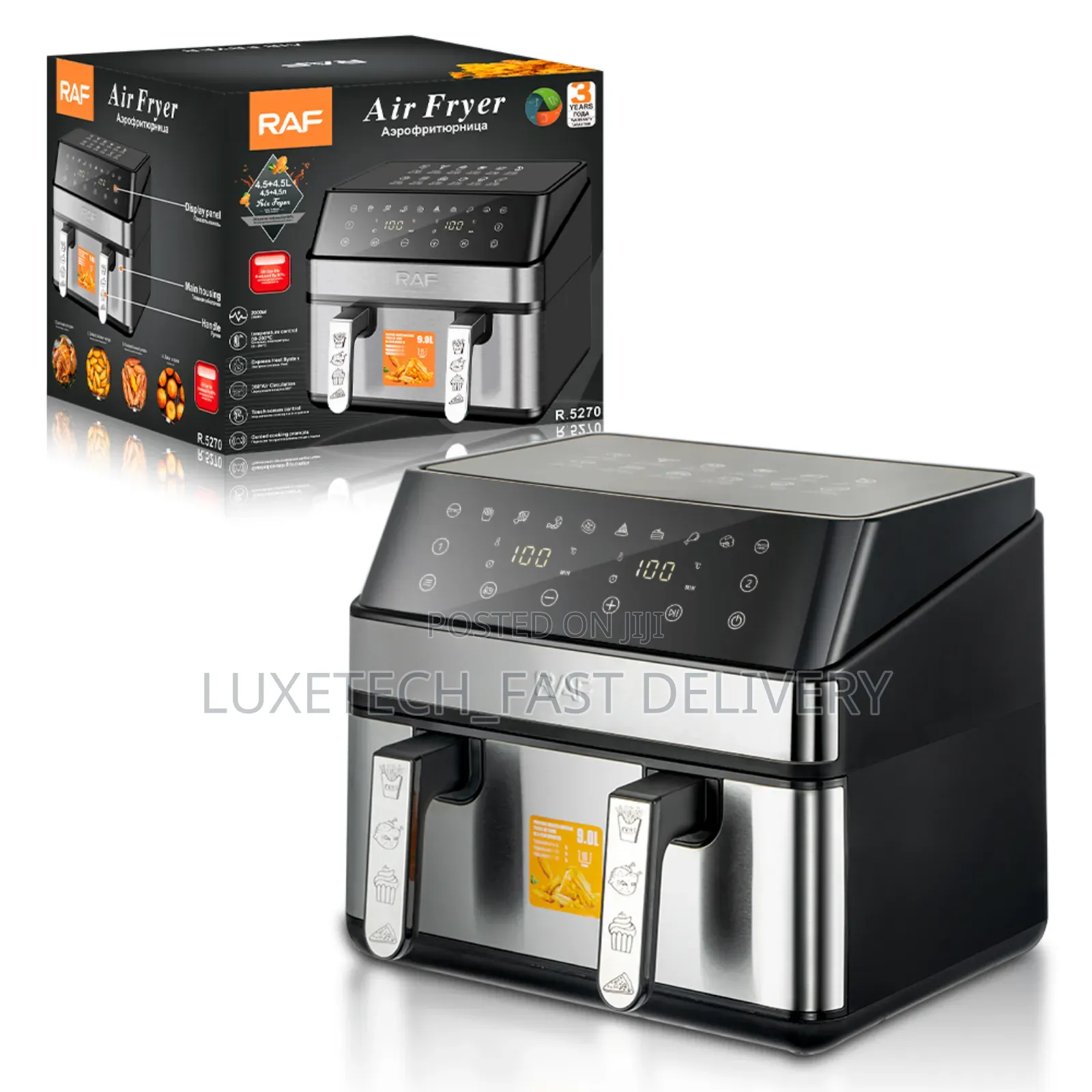 Raf R.5270 Air Fryer 9 Litres (4.5l + 4.5l)