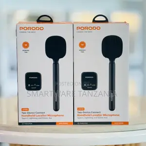Porodo Lfs133 2 in 1 Dual-Device Wireless Lavalier Microphone, 2.4ghz