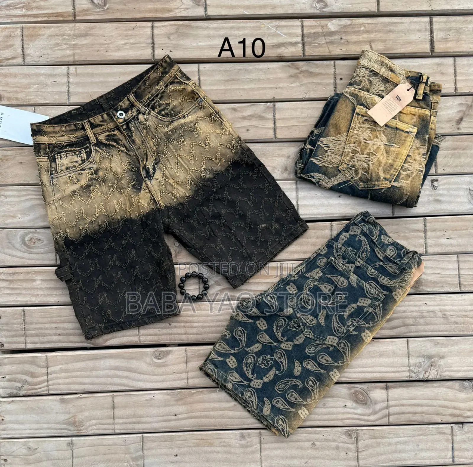 Men's Summer Baggy Jeans Short Breathable Loose Wode Leg Pants