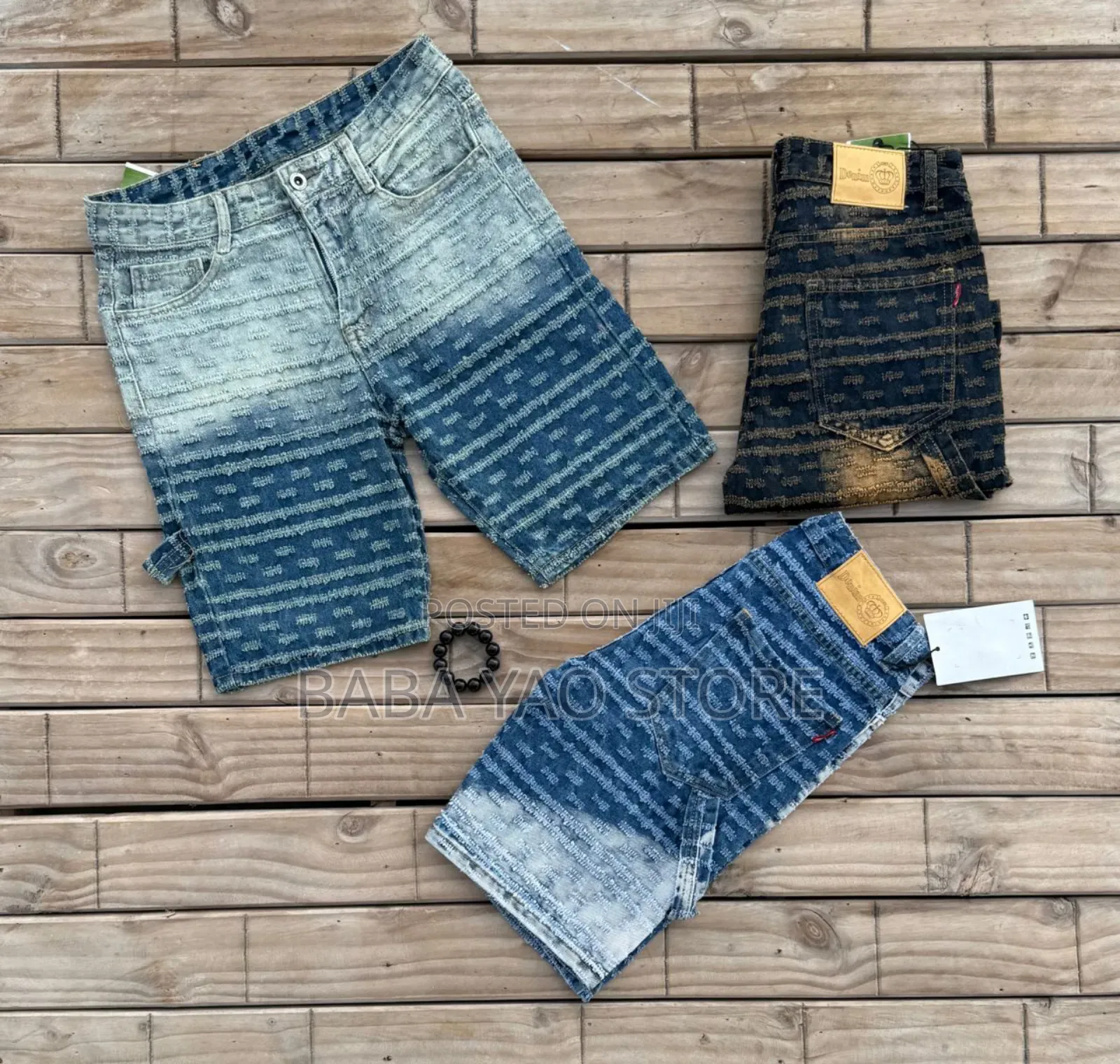 Men's Summer Baggy Jeans Short Breathable Loose Wode Leg Pants