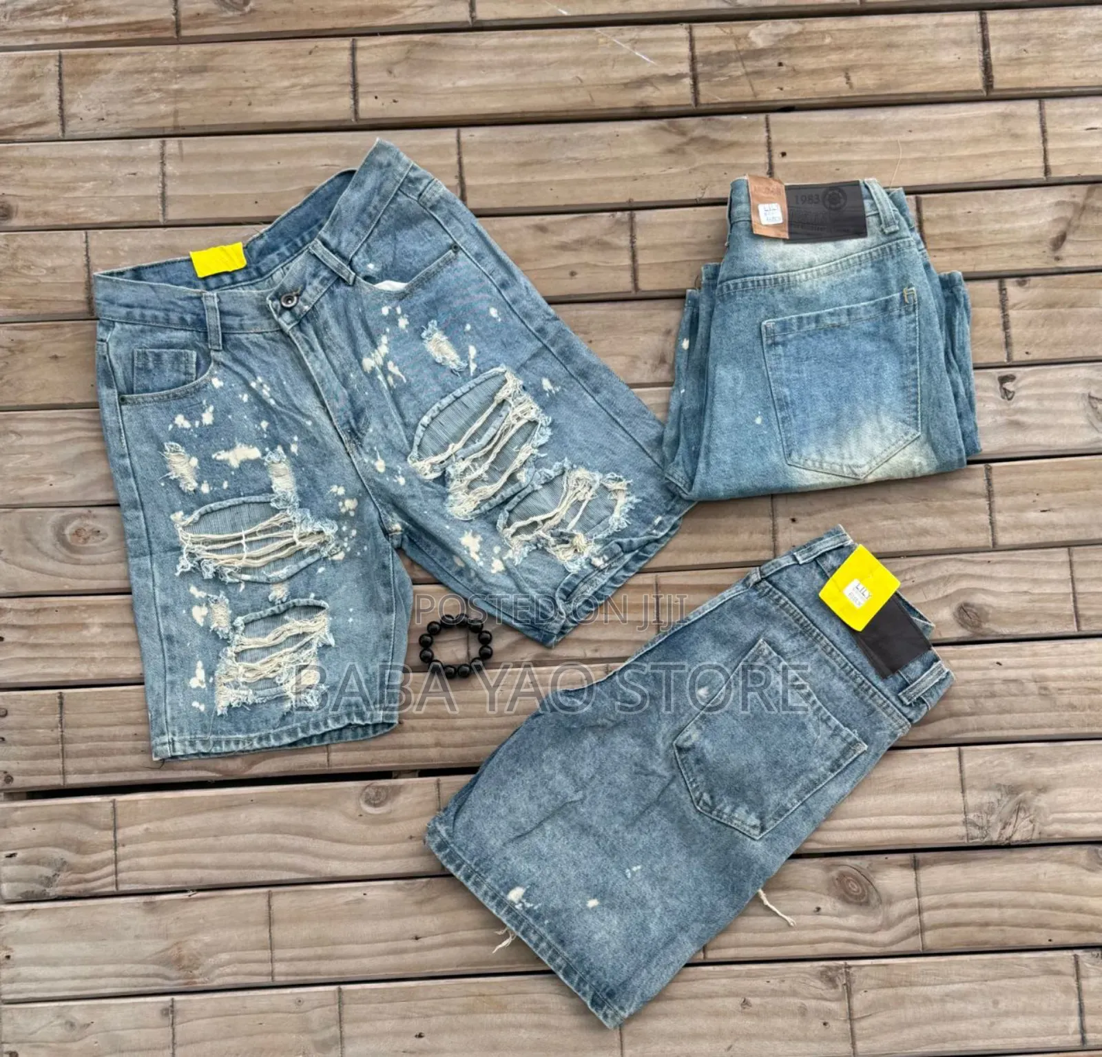 Men's Summer Baggy Jeans Short Breathable Loose Wode Leg Pants