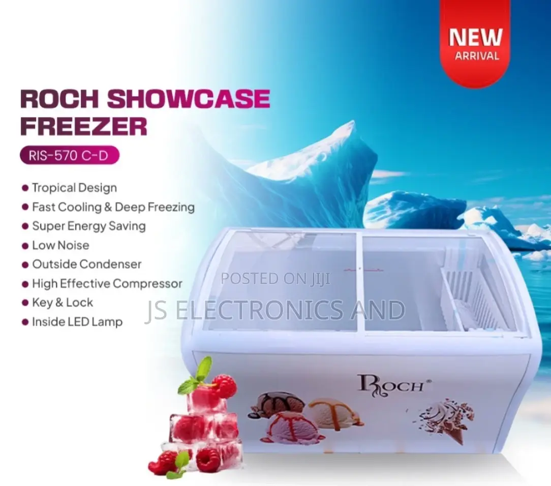 Roch Freezer Display Liter 458 Two Doors Slide Original Energy Saving