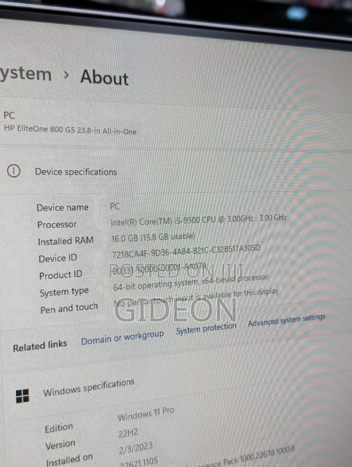 Desktop Computer HP EliteOne 800 G6 16GB Intel Core I5 SSD 512GB