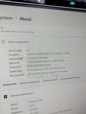 Desktop Computer HP EliteOne 800 G6 16GB Intel Core I5 SSD 512GB