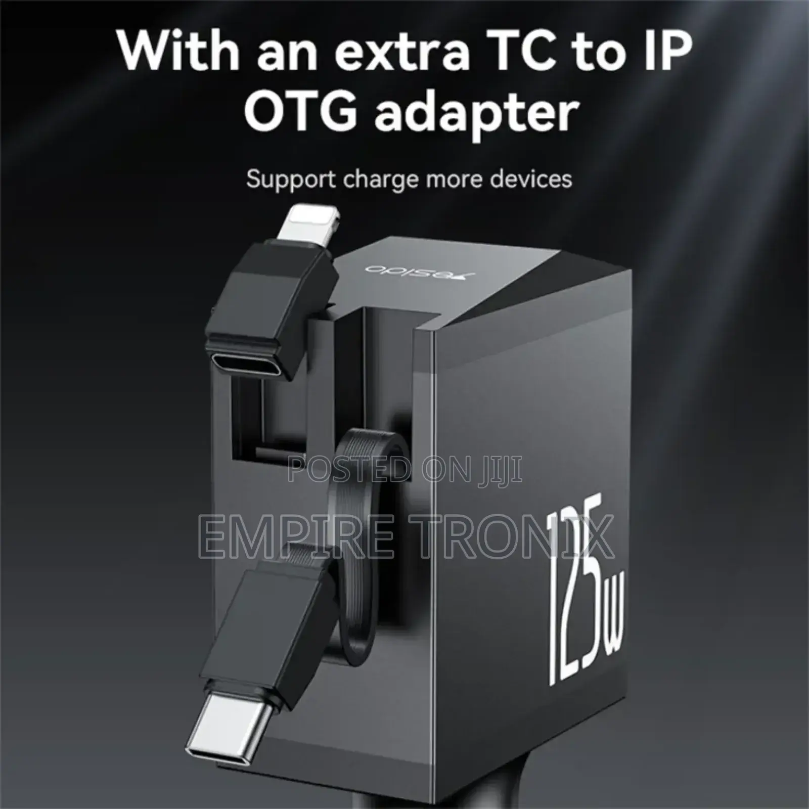 Yesido Y71 125w Ultra-Fast Car Charger With Retractable Cable