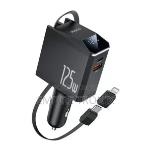 Yesido Y71 125w Ultra-Fast Car Charger With Retractable Cable