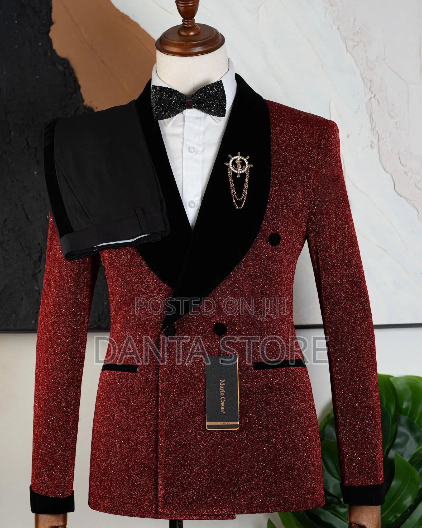 Ice Material Men Suits (Red)
