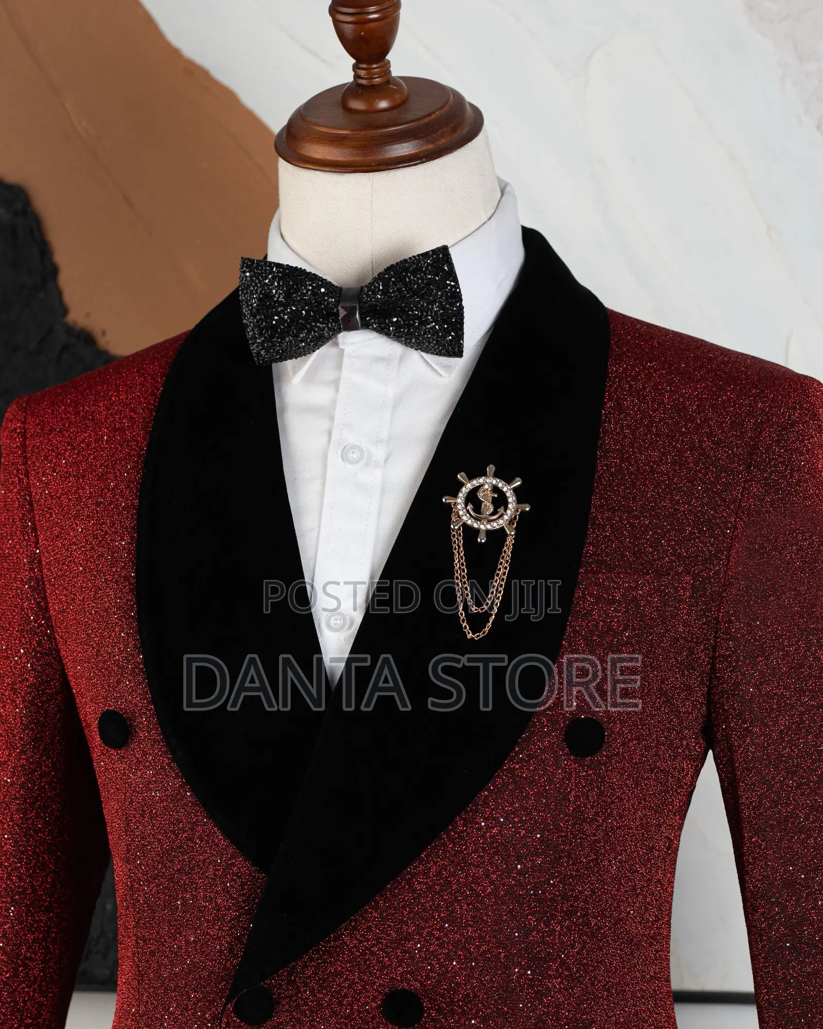 Ice Material Men Suits (Red)