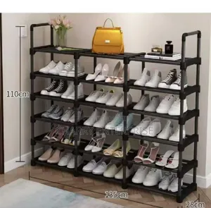 Double Row Shoe Rack Multi-Layer Floor Stand Shoe Rack* Size:6 Layers