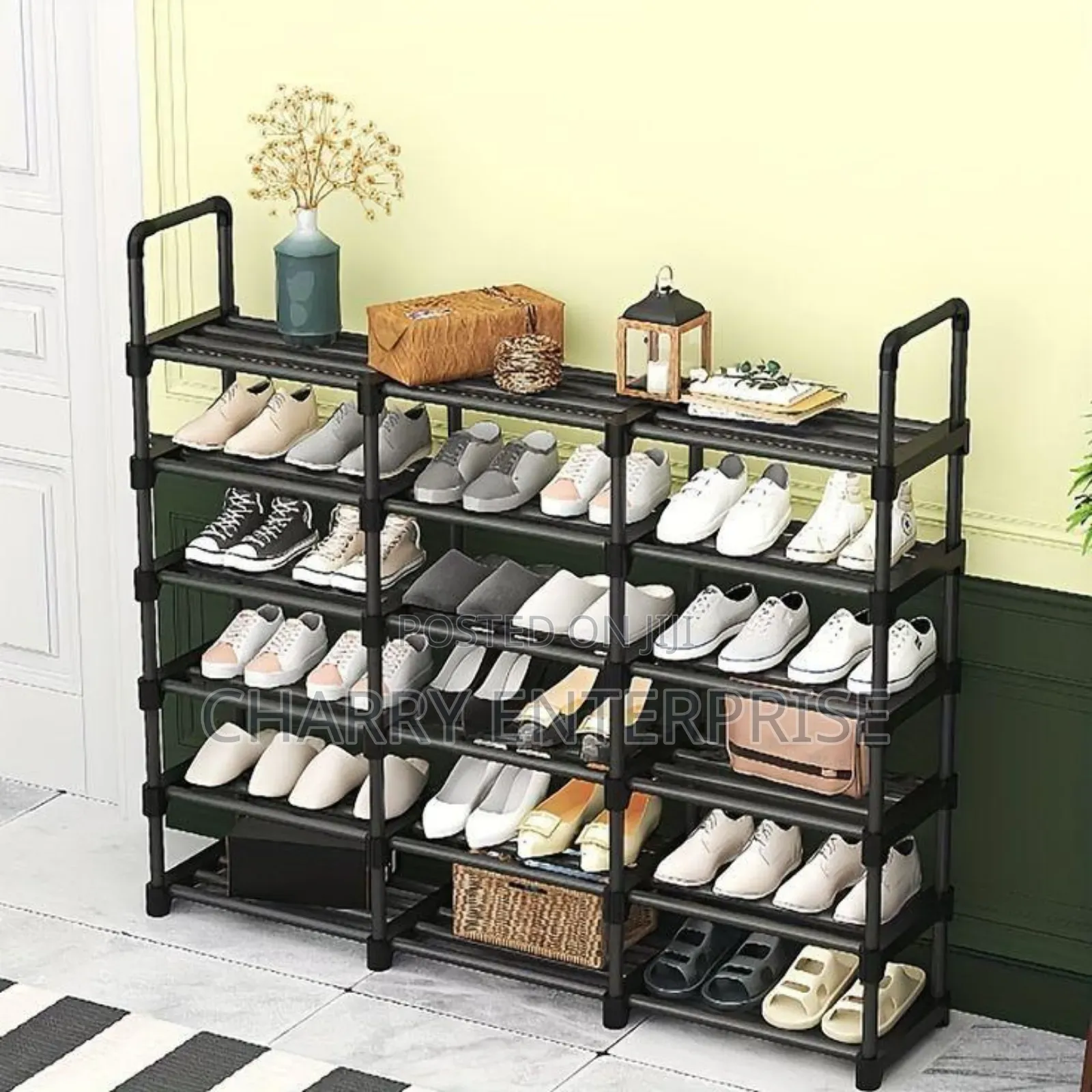 Double Row Shoe Rack Multi-Layer Floor Stand Shoe Rack* Size:6 Layers