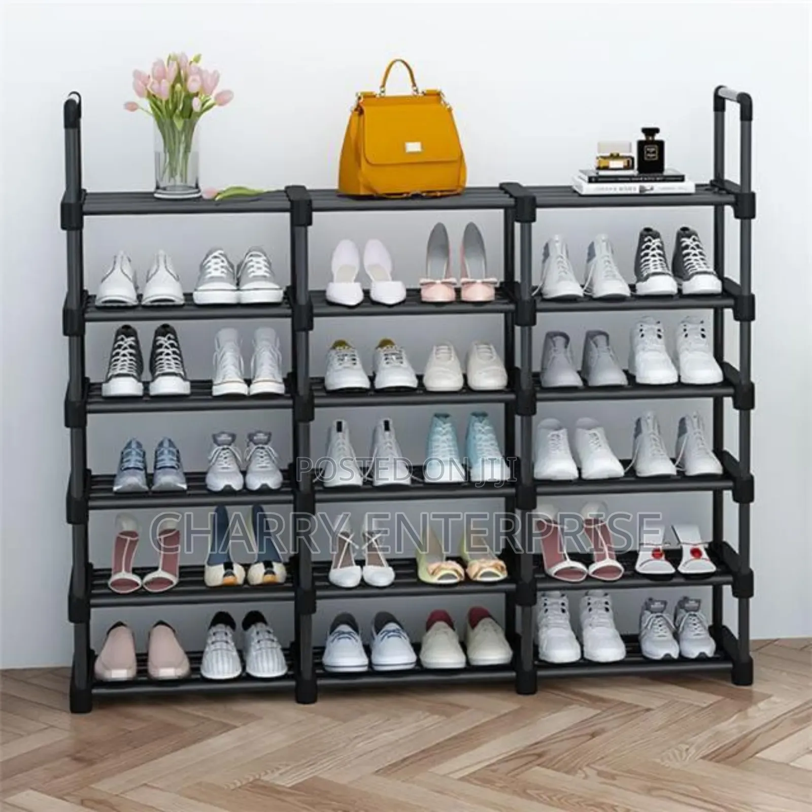 Double Row Shoe Rack Multi-Layer Floor Stand Shoe Rack* Size:6 Layers