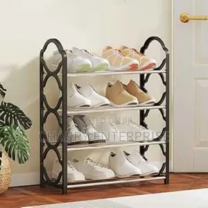 Space Saving Shoe Organizer With Four Tiers For Storing Multiple Pairs