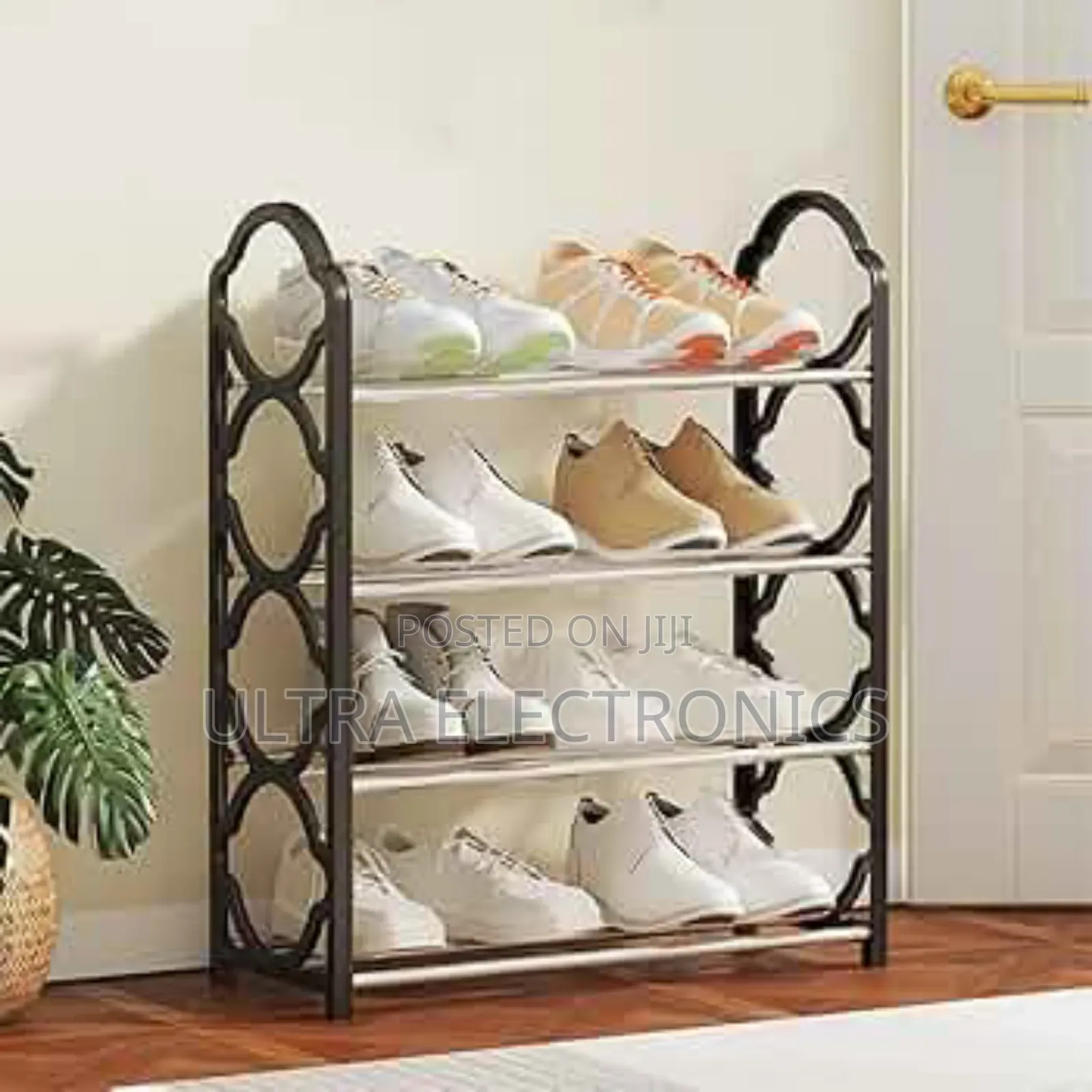 Space-Saving Shoe Organizer With Four Tiers for Storing Multiple Pairs