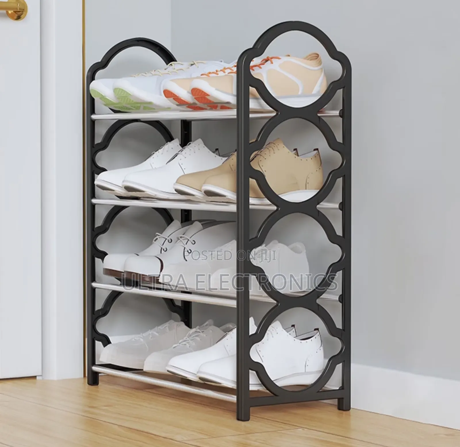Space-Saving Shoe Organizer With Four Tiers for Storing Multiple Pairs