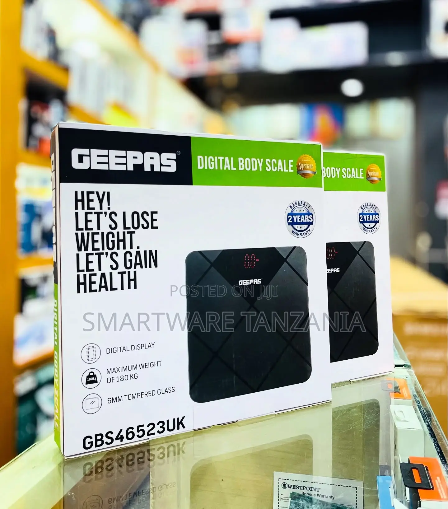 Geepas Digital Body Scale, 180kg Capacity, Tempered Glass