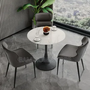 Modern Bistro Noble Dining Set (Black Marble-Effect)