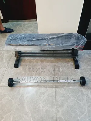 Flat Bench With 10kg Fixed Rubber Barbell