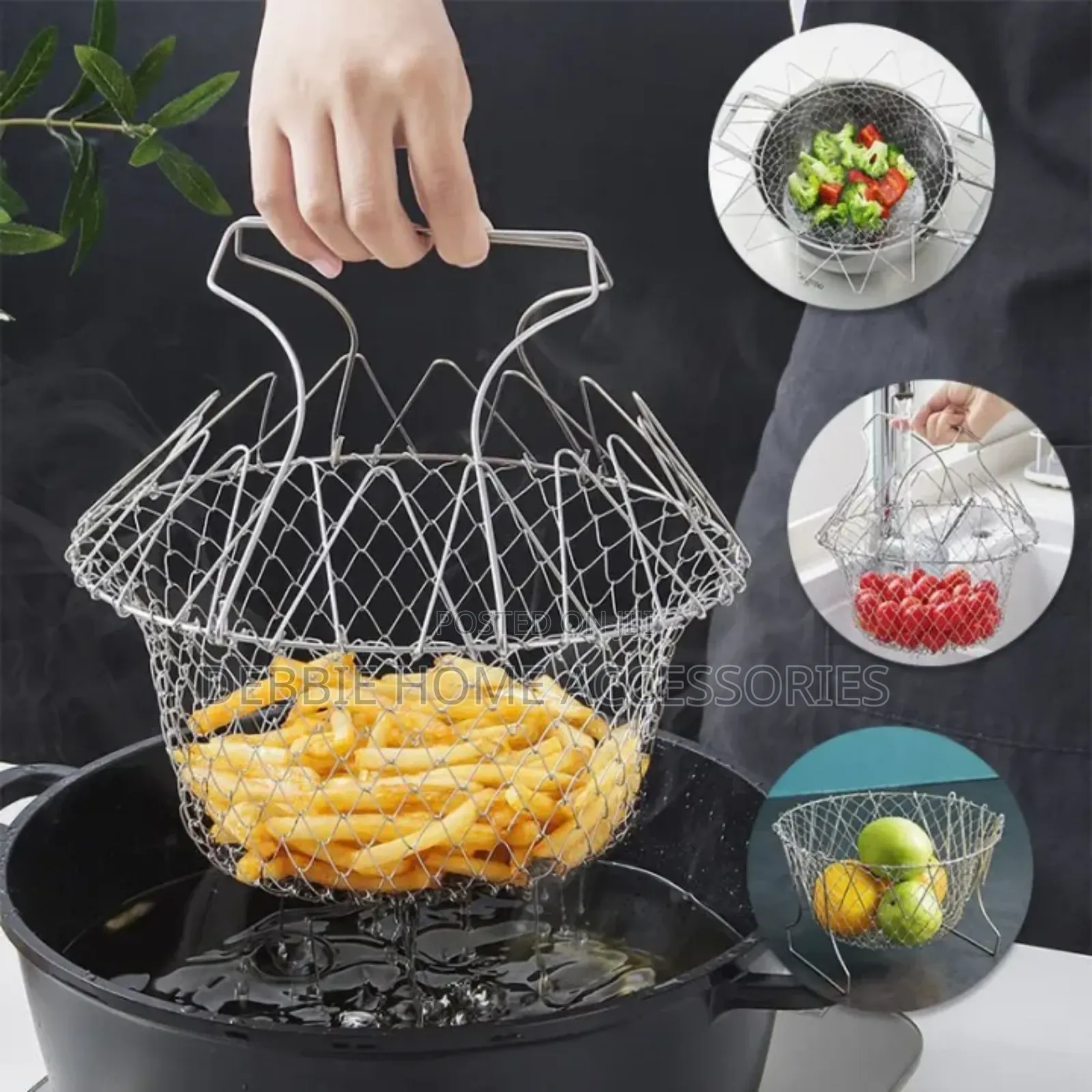 Foldable Stainless Steel Deep-Frying Basket