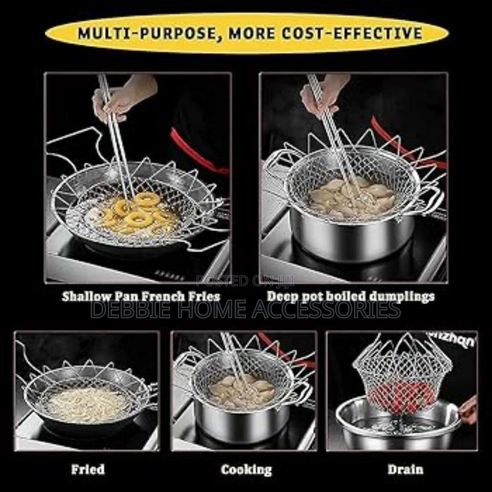 Foldable Stainless Steel Deep-Frying Basket