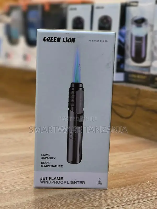 Green Lion Jet Flame Windproof Lighter: 1300°C, 183ml Capacity