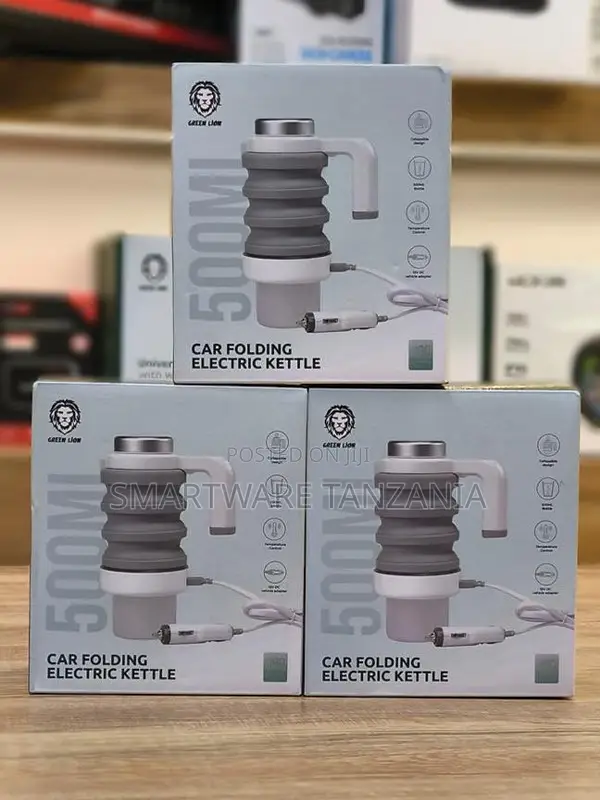 Green Lion Car Folding Electric Kettle 500ml, 12v Dc Car Adapter