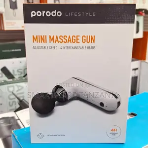 Porodo Mini Massage Gun: Adjustable Speed, 4 Interchangeable Heads
