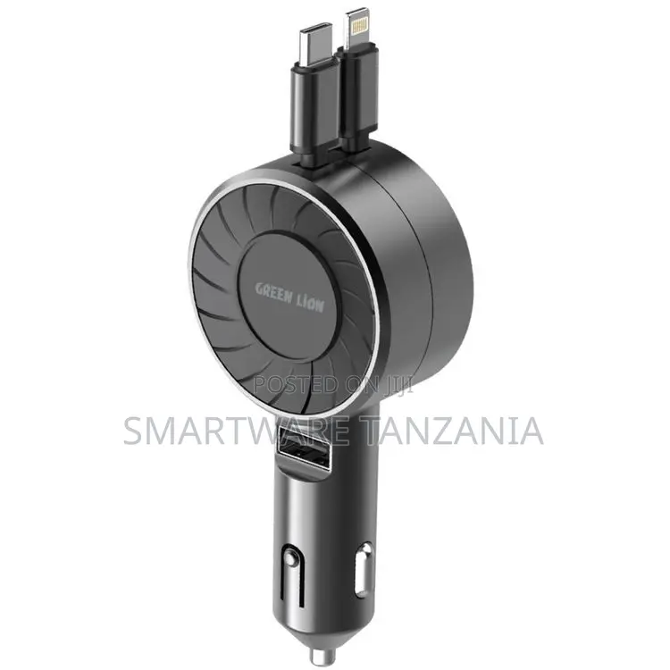 Green Lion Telescopic 50w Car Charger, Built-in Fuse Charging Cable