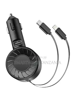 Telescopic Car Charger With Dual Cables for iPhone Android