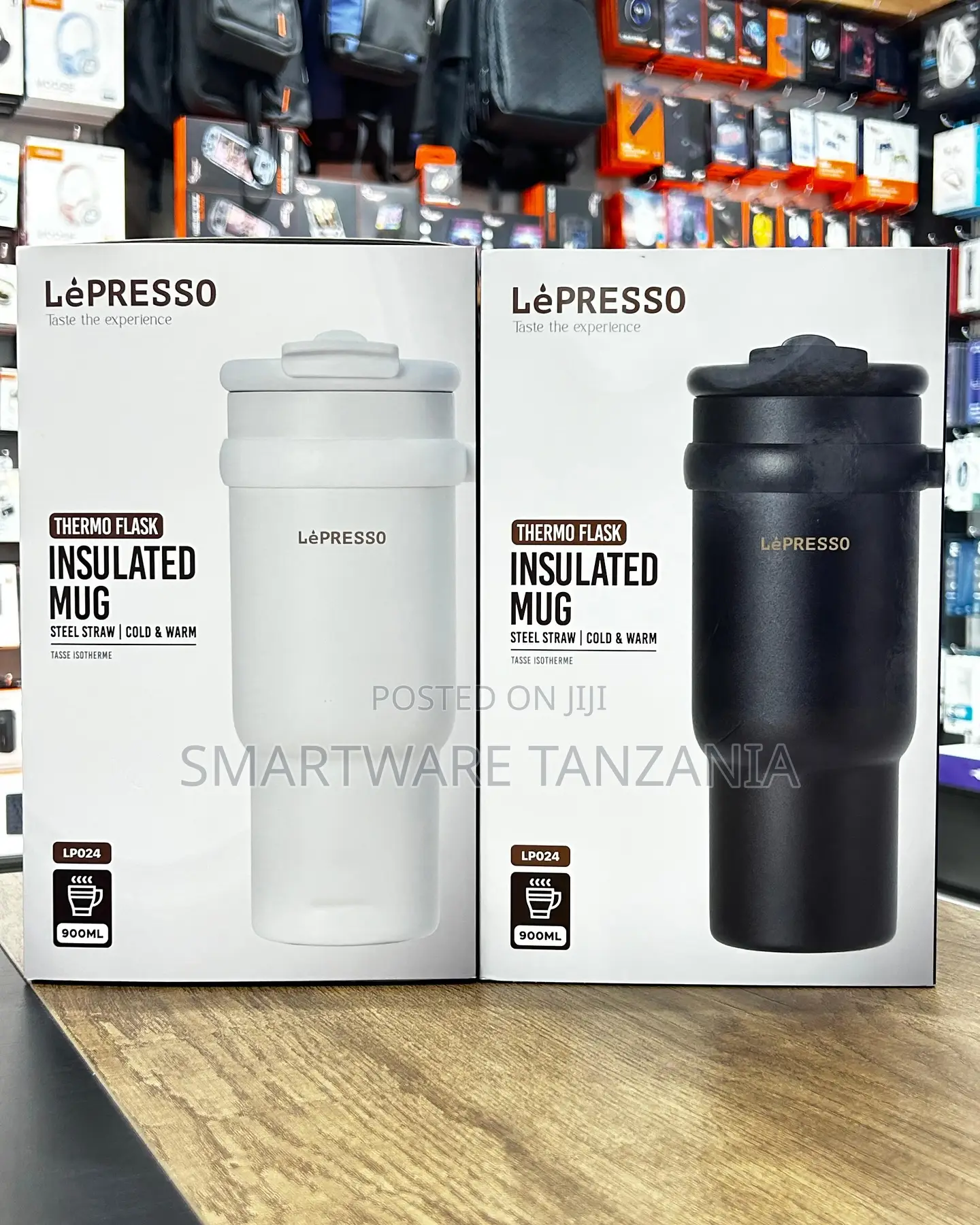 Lèpresso Thermo Flask Insulated Mug, 900ml Steel Straw