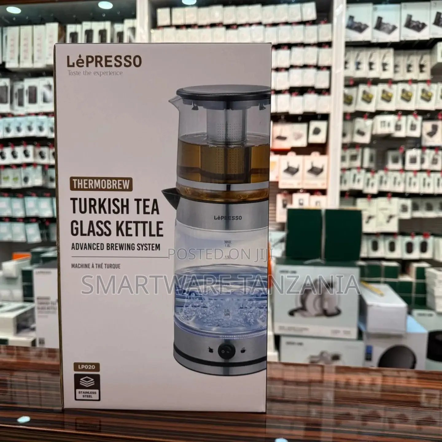 Lepresso Turkish Tea Glass Kettle, 1.2l Teapot Capacity, 1.8l Kettle