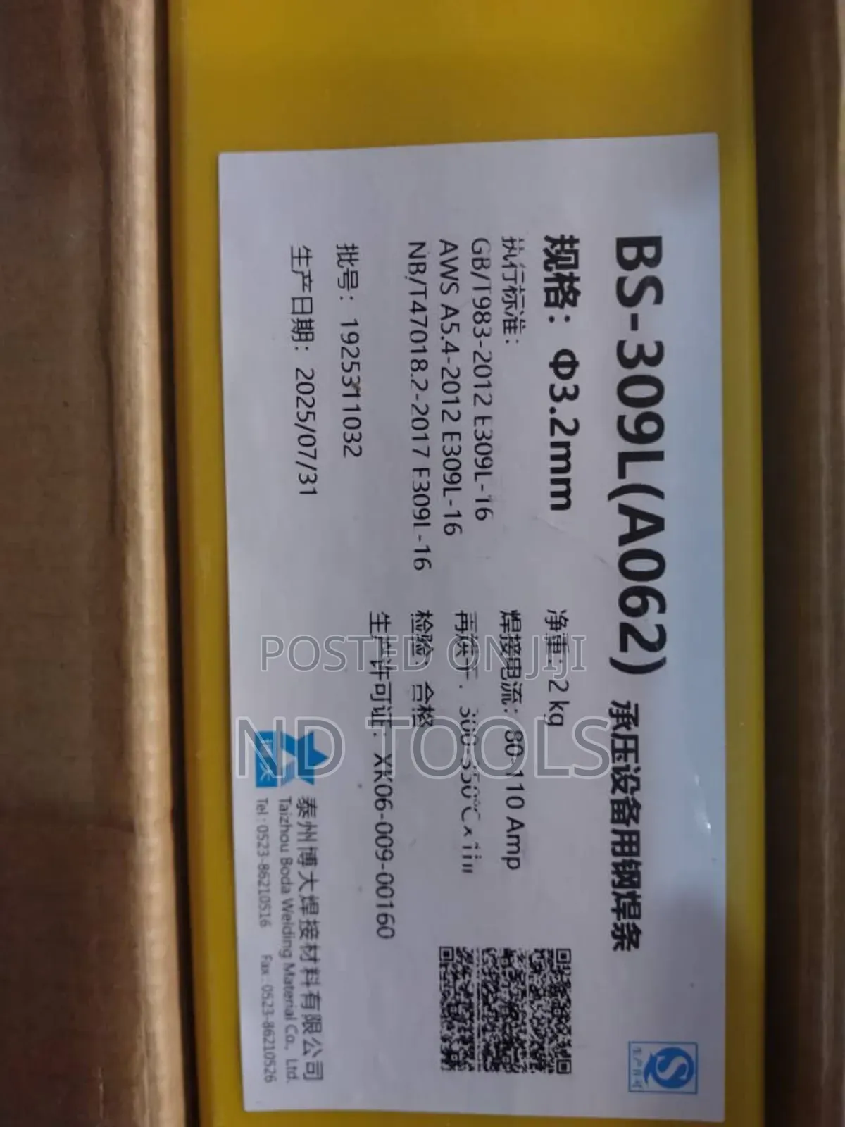 Welding Electrode 3.2mm E309l Ss Boda